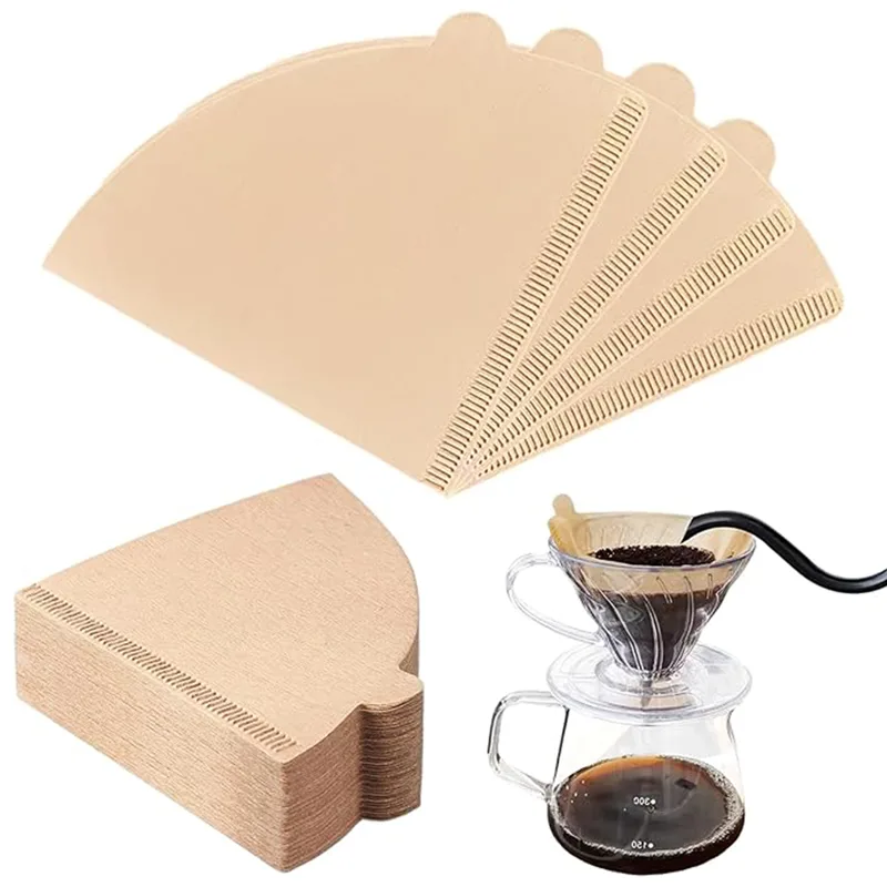 Coffee Equipment Cleaner - 100 adet kahve filtre kağıdı v-şekilli