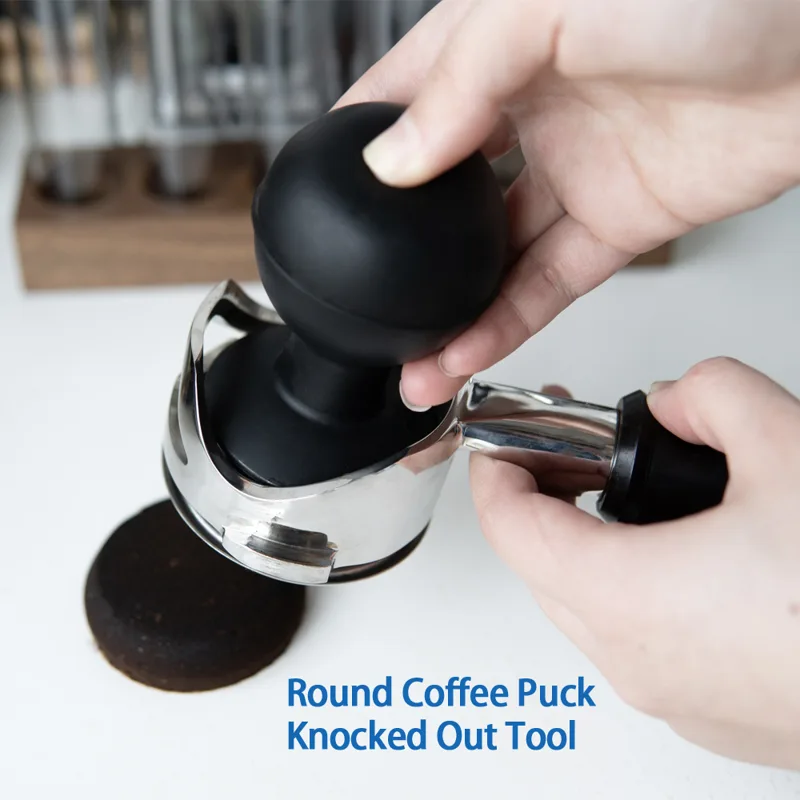 Coffee Knock Box - Yuvarlak kahve Puck kaldır aracı ücretsiz-ahşap